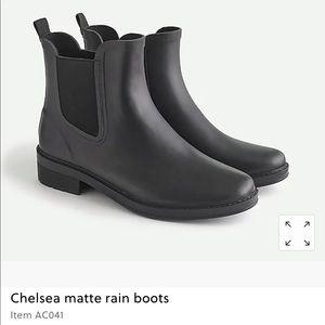 J Crew Black Chelsea Matte Rain Boots